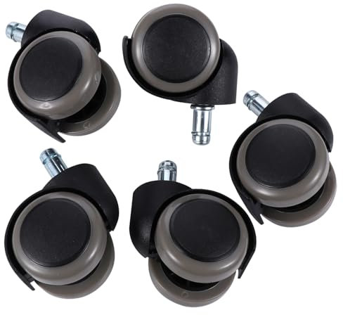 AUTSUPPL 5pcs Office Chair Caster Wheels Pu Grey Heavy-duty Furniture Casters with 11mm Stem, Universal Swivel Replacement Wheels for Office Chairs on Carpet and Hard Floors