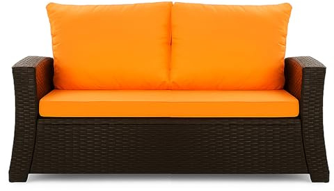 Setgarden® bänkskydd – utomhus sittdyna för trädgårdsbänk för polyrattan stoppning dyna utomhus – bänkkudde dyna för hollywoodgunga rotting sittbänk (orange, 110 x 60 x 50 cm)