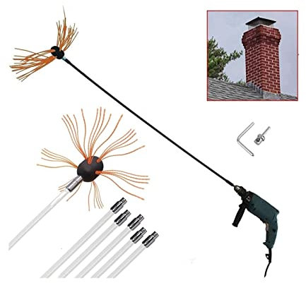 Pelletskamin Skorstenssopningssats 8 M 360° Rengöringsborste Med 8 Flexibla Nylonstavar Många Tillbehör For Skorstenskanaler Hushållsbruk Lämplig For De Flesta Kanaler Skorstensrengöringssats(8 m)