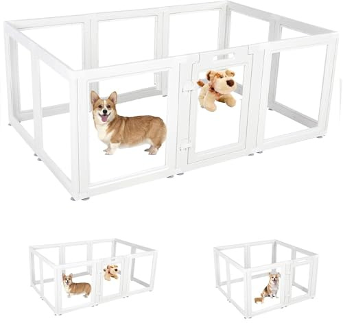 Clear Acrylic Plastic Dog Playpen Indoor (23.6“ X19.7“ white 8 Panels)
