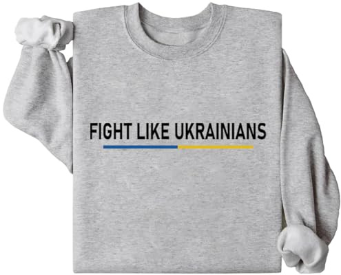 Fight Like Ukrainians Felpa Unisex Combattimento Camicie, Grigio, M