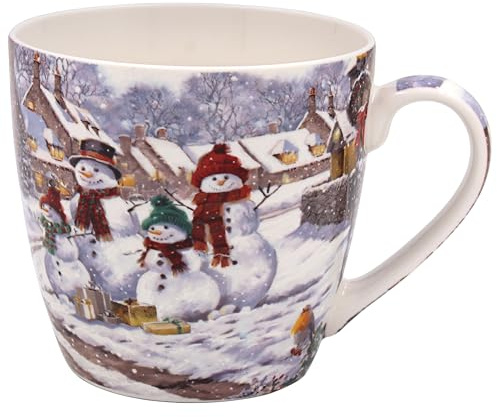 The Leonardo Collection Snowmen Large Breakfast Mug for Hot Drinks | Reusable Fine China Coffee Cups for Kitchen & Home | Printed Tea Mugs for Every Occasion | Durable Cup for All Types of Beverages