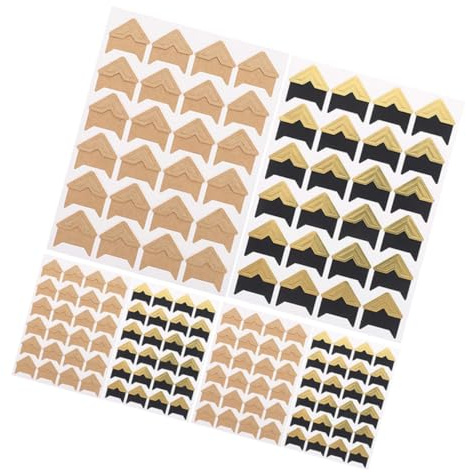 Zerodeko Esquinas Autoadhesivas para Álbumes de Fotos Diy, 6 Hojas 144 Piezas en Colores Dorado y Kraft, Adhesivos para Scrapbooking y Protección de Rincones en Manualidades