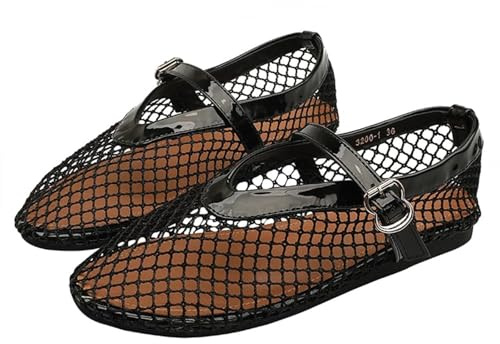 Générique Ballerines Plates en Maille pour Femme, avec Sangle à Boucle Confortables et décontractées Décontractées Slip-on Ballerine Élégantes Pieds Larges Orthopedique Chaussures