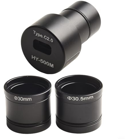Fotocamera microscopio USB da 5 MP con adattatore C-Mount, oculare digitale industriale CMOS da 1/2,5 per riconoscimento del modello e visione della macchina, include 23,2 mm, 30 mm, 30,5 mm