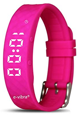 e-vibra Orologio da allenamento al vasino, ricaricabile, silenzioso, vibrante, orologio medico con timer e 15 sveglie giornaliere (colore grigio, grande), rosa, S, Moderno