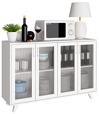 Panana Kitchen Buffet Server Table Accent Sideboard Cupboard Server Buffet Console Table with Doors Cabinet (49inch, White)