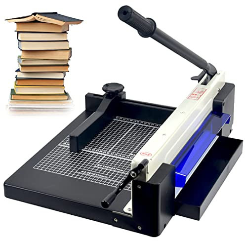 CYMYYDS Hebelschneider, Hochleistungs-Guillotine-Papierschneider Manueller Stapel-Papierschneider mit Rasterlinien, 400 Blatt Schneidegerät Papier Cutter, Papierstärke 40mm,Black