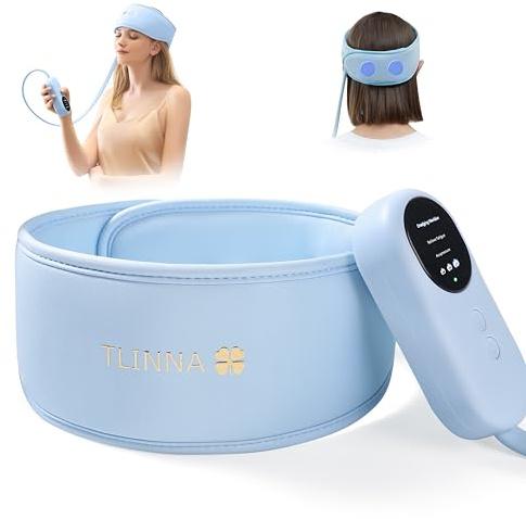 TLINNA Head Massager,Scalp Massager,Relief Headaches,Fatigue,Stress,Sleep aid,Hangover with Airbag Kneading,Constant Temperature Hot Compress for Head (Sky Blue)