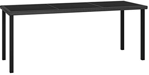 AJJHUUKI Home Items, Garten-Esstisch, schwarz, 180 x 70 x 73 cm, Poly-Rattan, Anzugmöbel