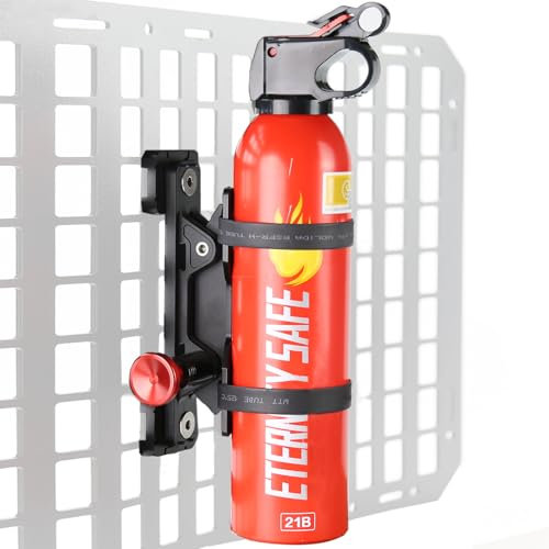 MOLLE Panel Fire Extinguisher Mount Kit-Aluminum Quick Release Car Fire Extinguisher Bracket for 1-2in Tactical Rigid MOLLE Panel Holes.Fire Extinguisher Holder Fits MOLLE Panels Accessories for Truck