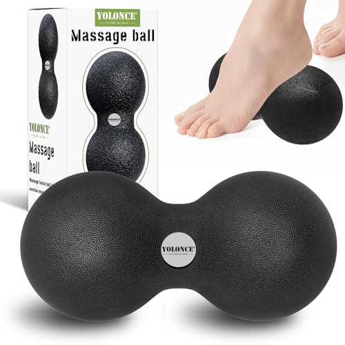 Balle de Massage Double, Boules de Massage Dos Noire, Double Boule de pour Yoga, Dos, Nuque et Pieds, Détente et Soulagement du Stress