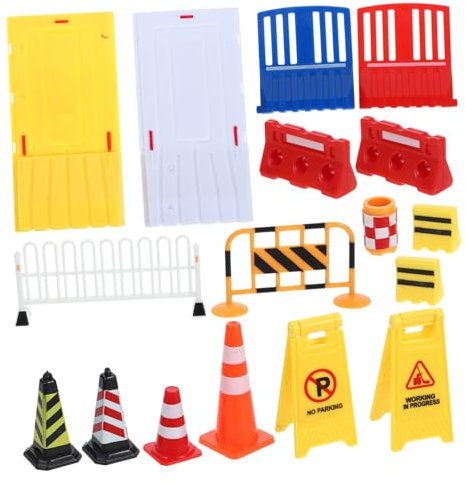 Kisangel 1 Ensemble cognitif de trafic Enfants Blocs Jouets Route Blocage Modèles Miniatures de barrières de Circulation Clôture de Circulation Miniature Plastique