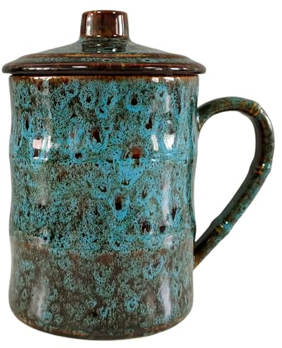 KOPYFANTAP Tazza Grande 750 ML, Tazza da Caffè Jumbo in Ceramica con Coperchio, XXL Tazze da Tè Gigante in Gres Porcellanato per Ufficio e Casa, Blu