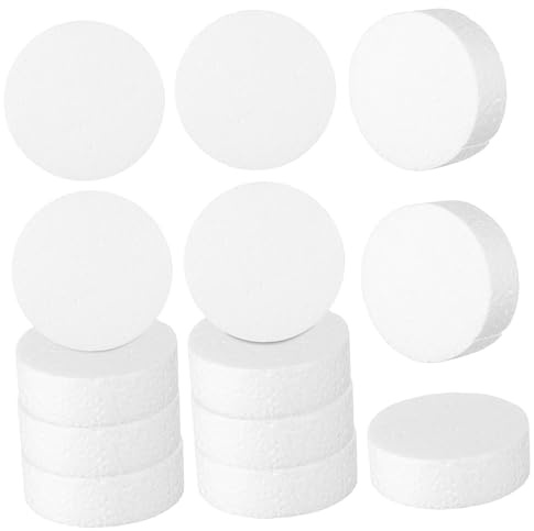 WRITWAA Cerchi di Schiuma Rotondi 18 Pezzi 7,5x2,5 Cm in Polistirolo Bianco per Composizione Floreale e Pittura, Accessori per Torte e Lavori Creativi Fai da Te