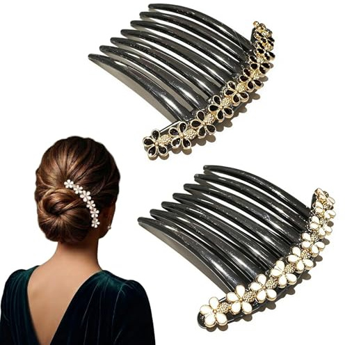 IBXWMNG 2 Unidades Peine de Pelo de Flores con 7 Dientes, Peines Laterales Decorativos con Diseño Floral Estilo Vintage Accesorios Peine Clip para el Cabello para Mujeres y Niñas
