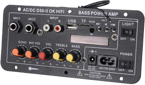 Naroote Placa Amplificadora de Audio para Automóvil, Amplificador de Potencia Bluetooth con Pantalla Digital y Control de Reverberación, Ideal para Estéreo de Automóvil y Parlantes Portátiles