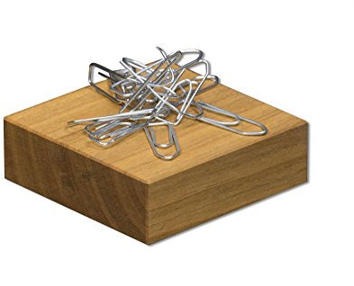 Büroklammerspender aus Holz | Maße 6,2 x 6,2 x 2,2 cm | Büroklammerhalter aus Kirschholz, magnetisch