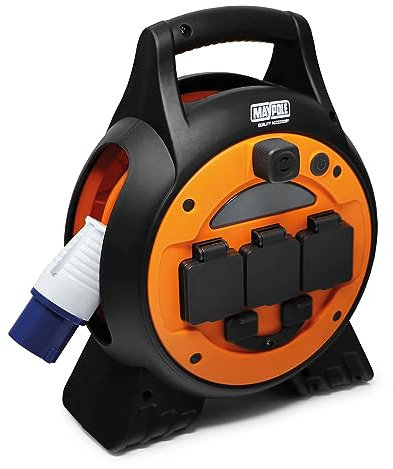 Maypole 230V 10A Mobile Mains Roller Power Unit with USB and Built in LED Light for Caravans, Camping, Campervans, Motorhomes