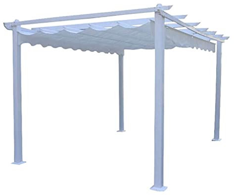 milani home - Gazebo di Design 3x4 - in Alluminio Robusto con Telo Bianco - per Esterno e Giardino - Ombreggia Il Tuo Spazio