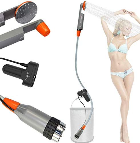 Zooma Ducha al Aire Libre, Ducha de Camping, Ducha móvil, Toma de Cabeza de Ducha, Ducha de Camping con Bomba Sumergible (baterías 0939-2, tamaño único) (0939-1 batería)