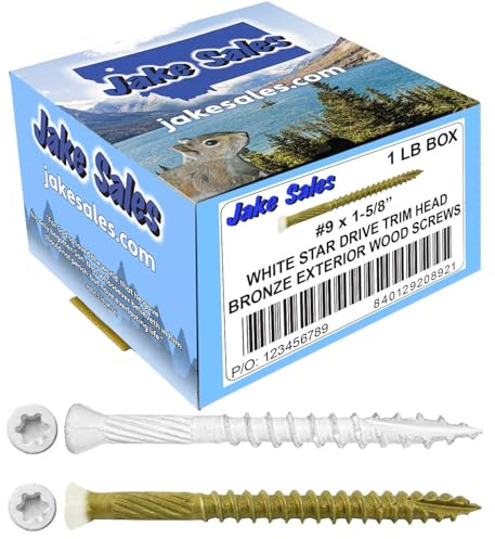 #9 x 1-5/8 Bronze Star Exterior Coated White Trim Head Wood Screw -Torx/Star Drive Head- Multipurpose - 1 Pound - 158 Screws