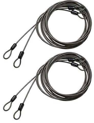 YiZYiF 2x 2m Sicherheitskabel mit schloss ummanteltes Stahlkabel Stahlseil für Fahrrad & Gepäck Fahrradschloss Schlaufenkabel Kabelschloss Zubehör in 6 Farbe Schwarz One Size