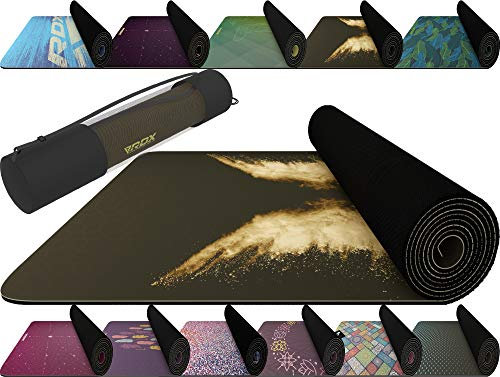 RDX Yoga Mat PU 100% Natural Rubber, REACH ROHS Compliant, 6mm Thick Eco Friendly Non Slip, Carry Bag Strap Workout Manual, Stretching Pilates Aerobic Planks, Home Gym Fitness Men Women, 183x61x0.6CM