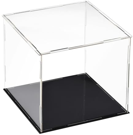 sourcing map Acrylic Clear Display Case Box Dustproof Protection Showcase Cube Collectibles Show Box 25x25x25cm