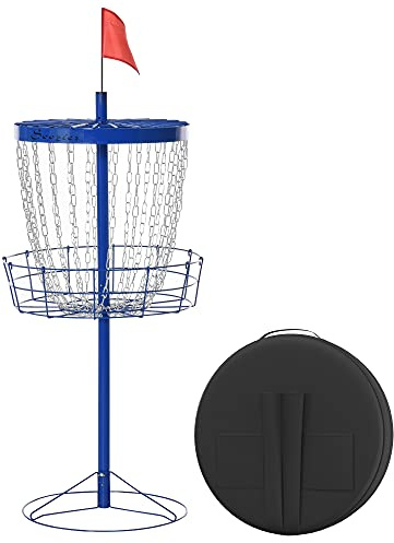 Soozier Portable Disc Golf Basket Target with 24-Chain Travel Bag Dark Blue