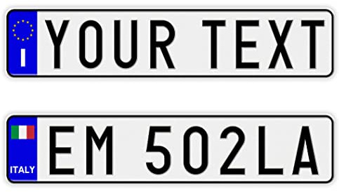 SignsAndTagsOnline Custom Text Italian License Plate, Novelty Italian Auto Tag, Personalized, NOT Embossed Aluminum European Italy License Plate Made in USA