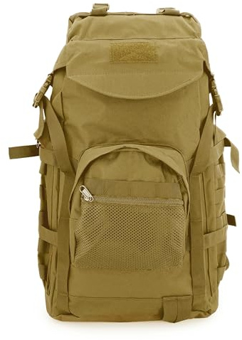 Alephnull Mochila táctica de 60 l para senderismo, impermeable, para camping, senderismo, viajes, caza, marrón, 60L