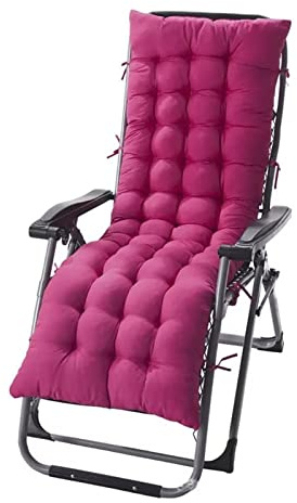 DXDRT Cojín con Respaldo para sillones de Interior y Exterior, Cojín con Lazos para Sillas de terraza. Cojines Acolchados para sillas terraza, 170x48x8cm Colchóneta Lavable para Tumbona,Berry