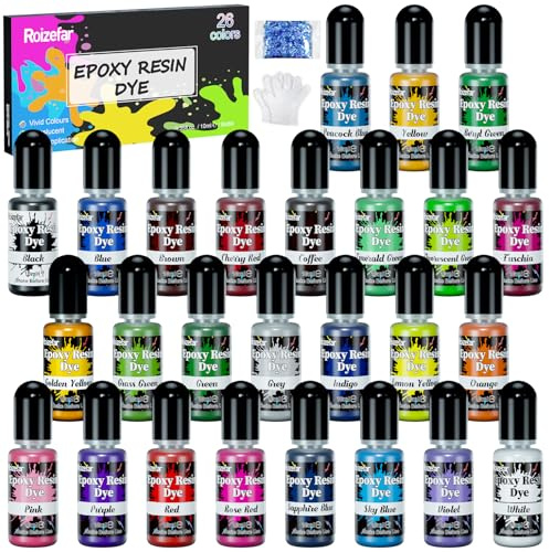Roizefar Epoxiharts Färger - 26 Färger Flytande Epoxiharts Pigment - Koncentrerad Epoxihart Färg För Hartsfärgning, Smyckestillverkning (10 Ml)