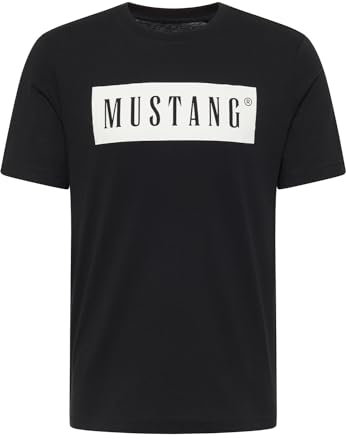Mustang Herren T-Shirt Austin - Regular Fit S-3XL Weiss Schwarz Gün Baumwolle, Größe:XXL, Farbe:Black 4142