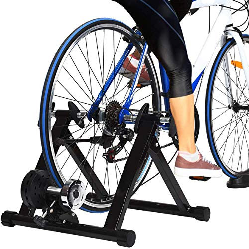 Rollentrainer für Fahrräder, Fahrradtrainer für 26-28 Zoll, Heimtrainer klappbar, belastbar bis 150 kg, aus Stahl, inklusive Vorderradstütze (mit magnetischem Widerstand)