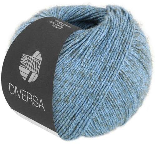 LANA GROSSA Diversa | Leichtes Baumwoll-Mischgarn mit zartem Melange-Effekt | Handstrickgarn aus 74% Baumwolle & 26% Viskose | 50g Wolle zum Stricken & Häkeln | 210m Garn FB 16