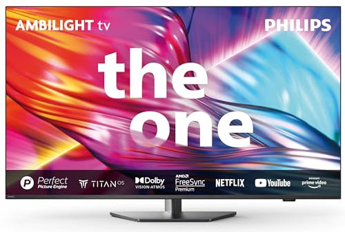 Philips Ambilight The One 50PUS8909 4K LED Smart TV - 50 Inch Display with Pixel Precise Ultra HD Titan OS, Dolby Vision, Dolby Atmos Sound, Works with Alexa and Google Voice Assistant - Black