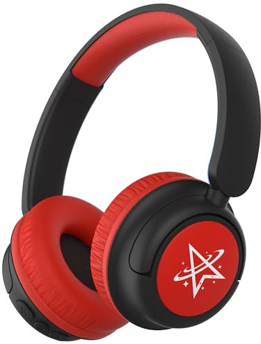 iClever BTH22 Kids Headphones Wireless, 60H Play Time, 74/85 dBA Safe Volume, Bluetooth 5.4, Over Ear Kids Bluetooth Headphones with Mic AUX Cord for iPad/Tablet/Trave/School, Black&Red