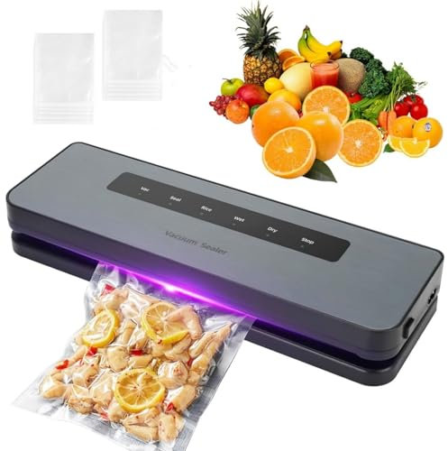 aichilra Vacuum Sealer Machine, 6 in 1 Fast Compact Vacuum Sealers Built in ultraviolet ray sterilisation function, Multi- Functional vac pack machine for Wet& Dry Foods with 10 Vacuum Bags