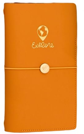 Travel Notebook. Diary - Mustard - Midori Style - Traveler's Notebook in Vegan Leather and Inner Notebooks - Refillable Reading Journal - Journaling Notebook.