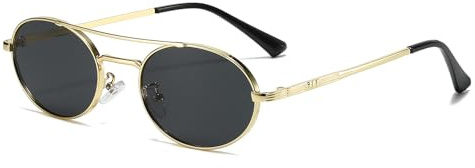 YAMEIZE Gafas de Sol Redondas de Piloto con Montura de Metal - Retro para Mujer y Hombre Gafas de Sol Redondas Clásicas de Doble Puente con Protección UV400 para Exteriores