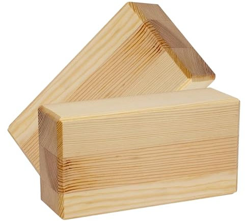 PROJECT OF WOOD Yogablock 23 x 15 x 7,5 cm Holzklötze für Yoga Pilates Stretching und Meditation Natürlich umweltfreundlich stabile Unterstützung für das Training Kiefernholz - 2 Stück