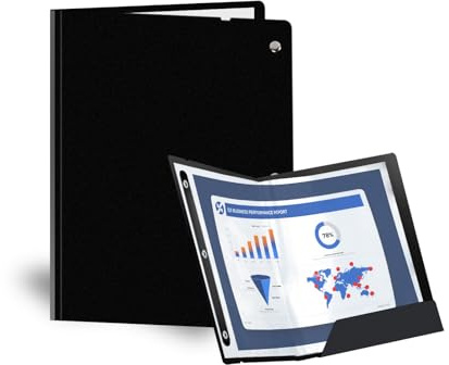 FRETONBA Präsentationsmappe A4 Falten, Zeugnismappe A4 mit 30 Klarsichthüllen, Zeugnissmappe mit Gummiband, Sichtbuch, Präsentationsbuch für Urkundenmappe, Notenmappe, Rezeptordner, Ordner, Schwarz