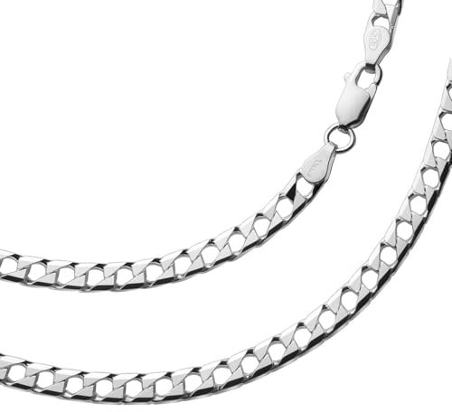 STERLL Herren Panzerkette Aus 925 Silber Mit Karabinerverschluss Und Öko-Verpackung