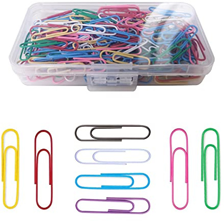 Medium Paper Clips 150 Count 33mm PVC Coated Paperclips for Office School Home Paperwork Crafts Arts DIY (Multicolour)