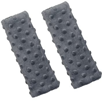 Balbina 2 Stück Gurtpolster Auto, Schulterpolster Erwachsene Kinder, Babyschale einsetzbar als Schoner für Kinderwagen Rucksäcke, Minky-Stoff universal 7 x 21 cm, Dunkelgrau