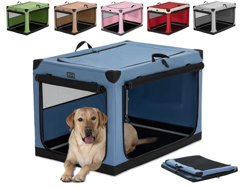Petsfit Hundbur, vikbar, hundbur för hemmet, justerbart tygöverdrag med spiralrör, hundtransportbur biltyg för stora medelstora små hundar, lätt att förvara
