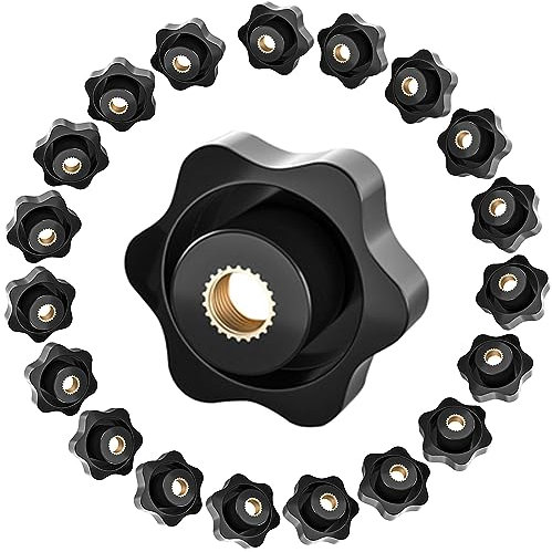 Sterngriffmutter Innengewinde M8 × 32mm, 20 Stück Klemmknopf, Schwarz Kunststoff Rändelmutter, Sternkopf Klemmknopf, Rändelknopf, Rändelgriffmuttern für Mechanische, Industrie Elektronischen Geräten