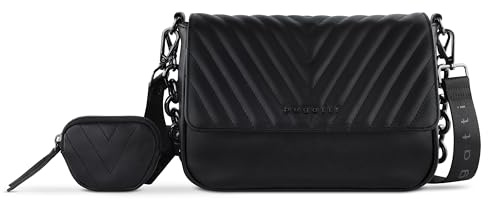 bugatti Sira Schultertasche S für Damen - edle Umhängetasche mit Kette, schwarz